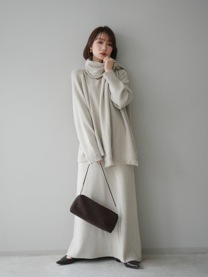 [SET]ストール付キーネックニットSET UP