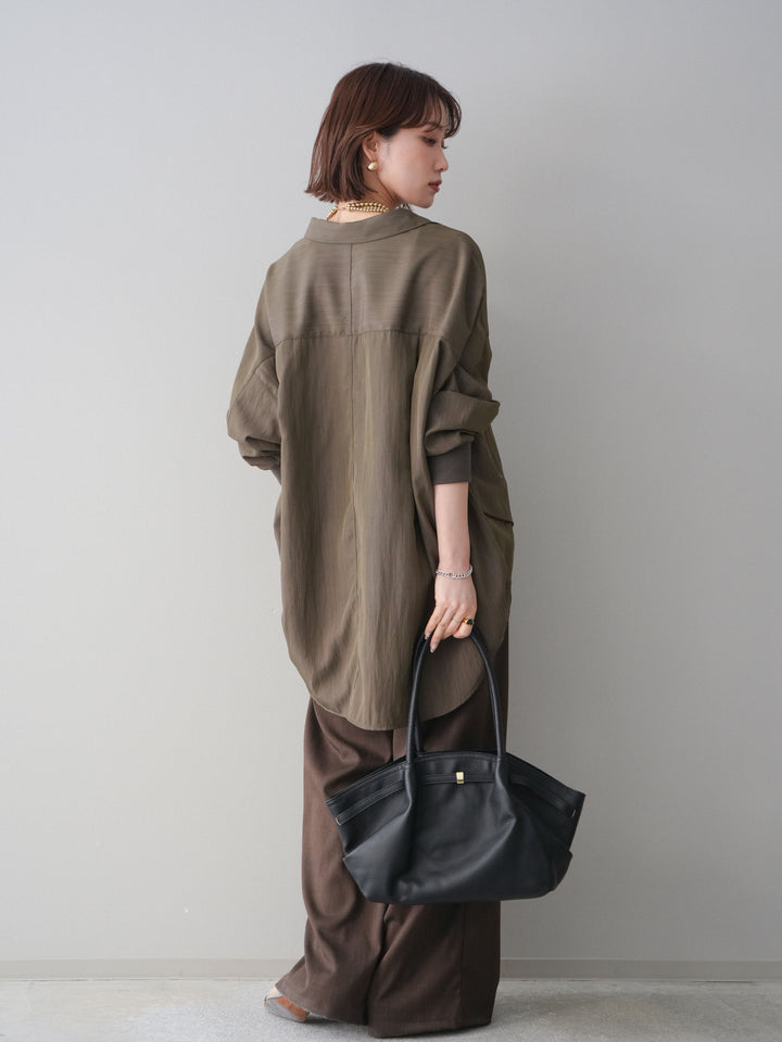 [予約]異素材ドッキングメニータックワイドパンツ/brown