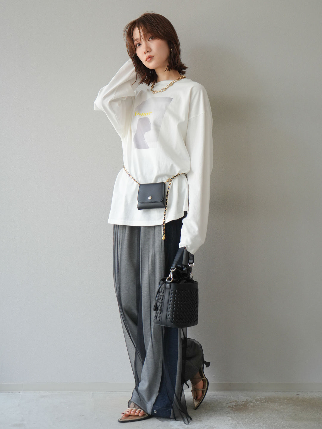 [予約]デニム切替2WAYデザインスウェットパンツ/グレー