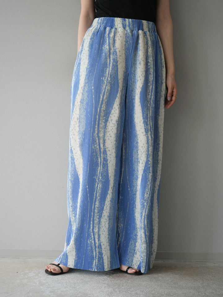 [予約]ニュアンスプリーツワイドパンツ/ライトブルー