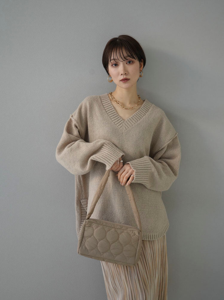 [Pre-order] Quilted one-handle bag/beige