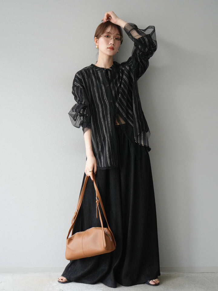 [予約]2WAYスリーブチュールシャツ/ブラック