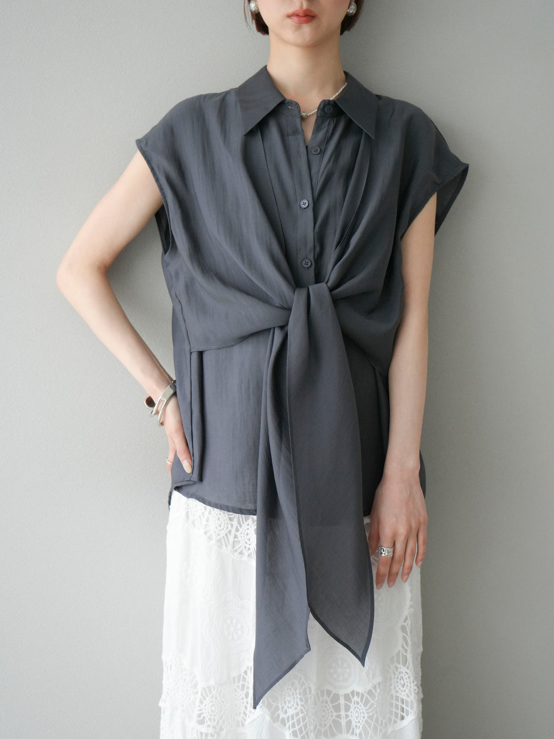 [SET]フロントタイシアーブラウス+選べるアクセセット(2set)