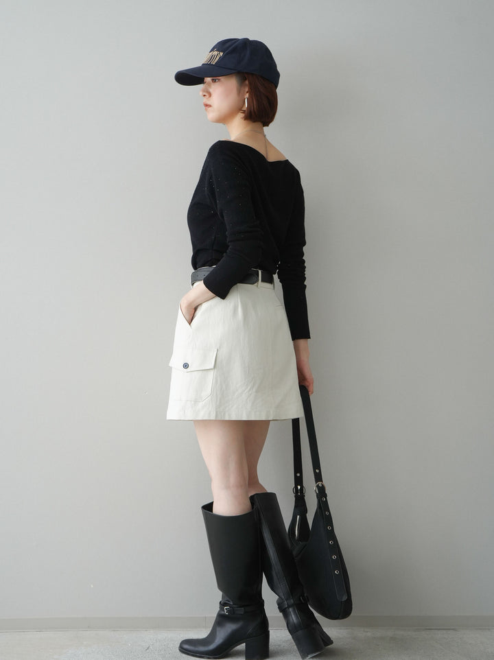 [予約]ベルト付カーゴミニスカート/white