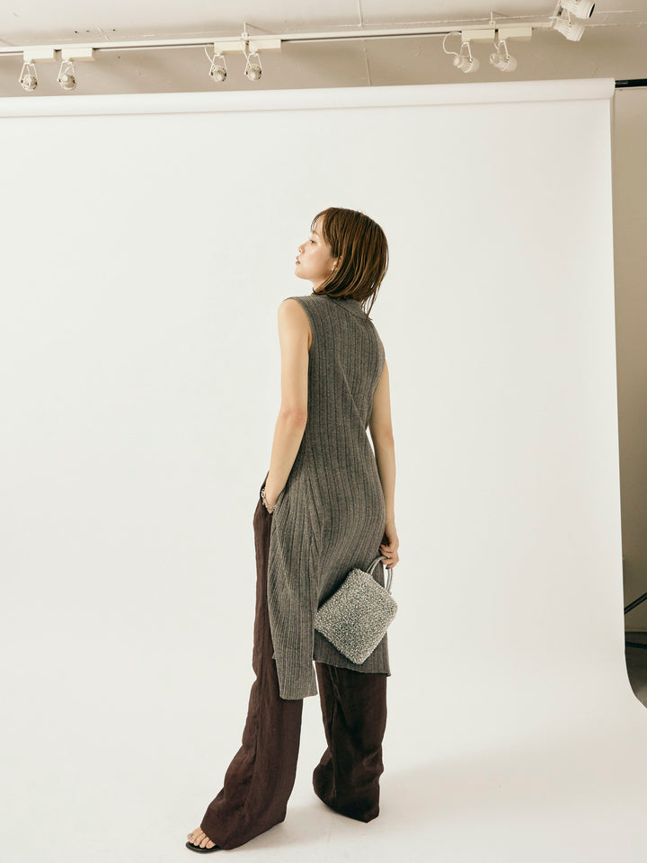 [予約]シャイニースラブシアーワイドパンツ/ブラウン