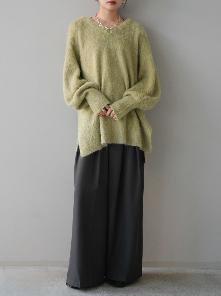 [予約]Vネックオーバーモヘアニットプルオーバー/ピスタチオ