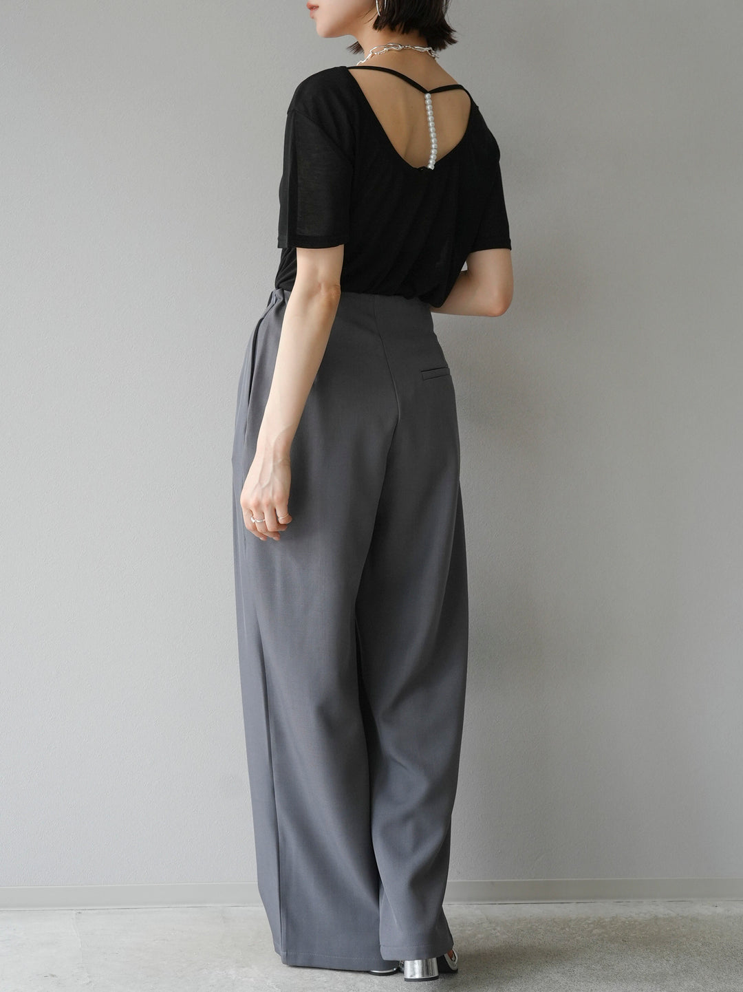 [Pre-order] Front flap slacks pants/gray