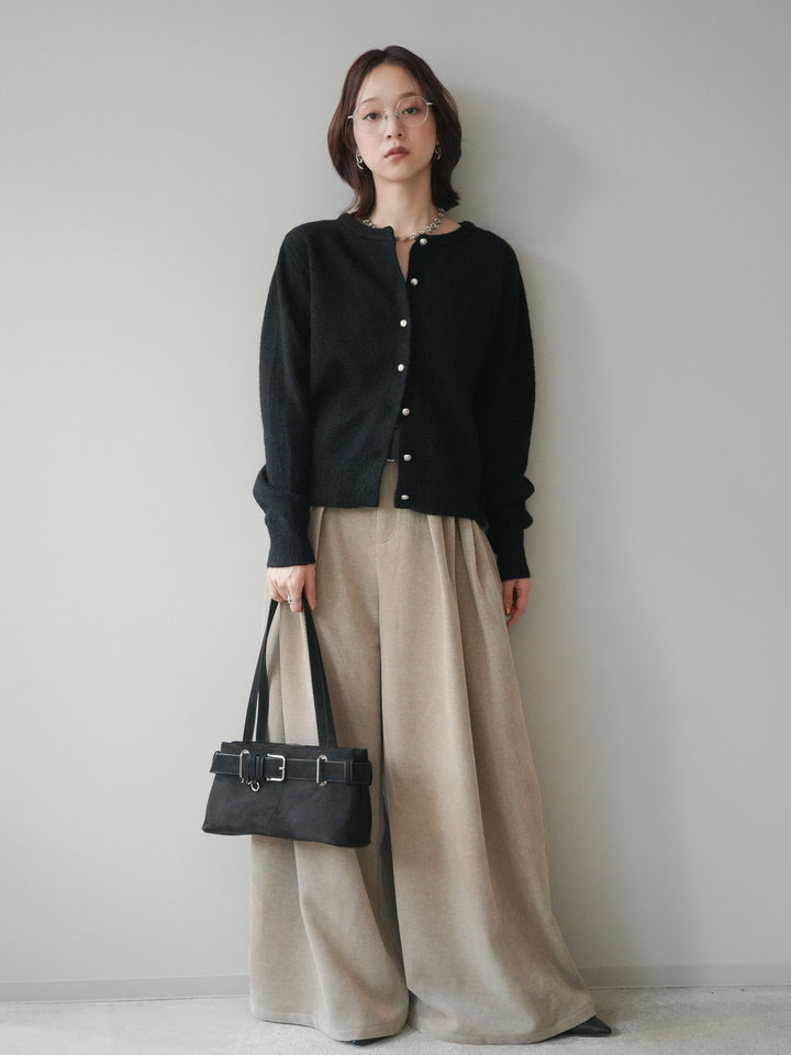 [予約]ベルトデザインループコールテンワイドパンツ(ベルト付き)/beige