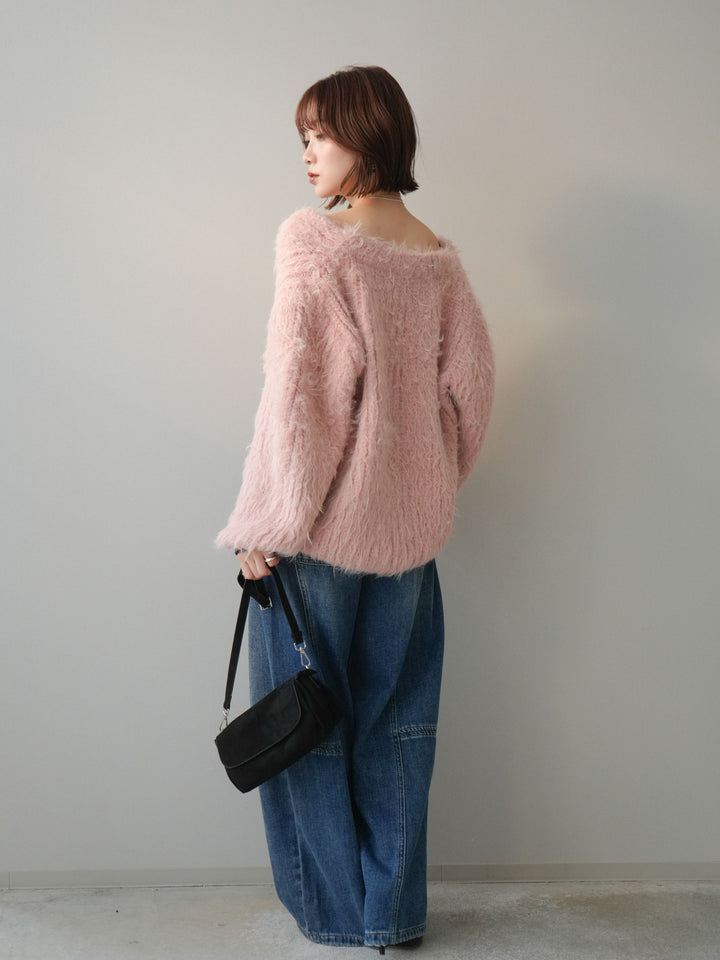 [予約]裏起毛加工デニムカーブパンツ/blue