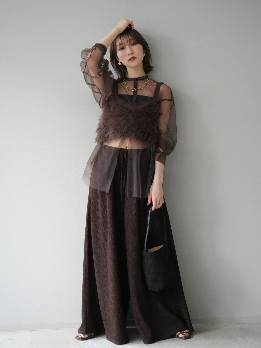 [予約]シャギーニットビスチェ/ブラウン