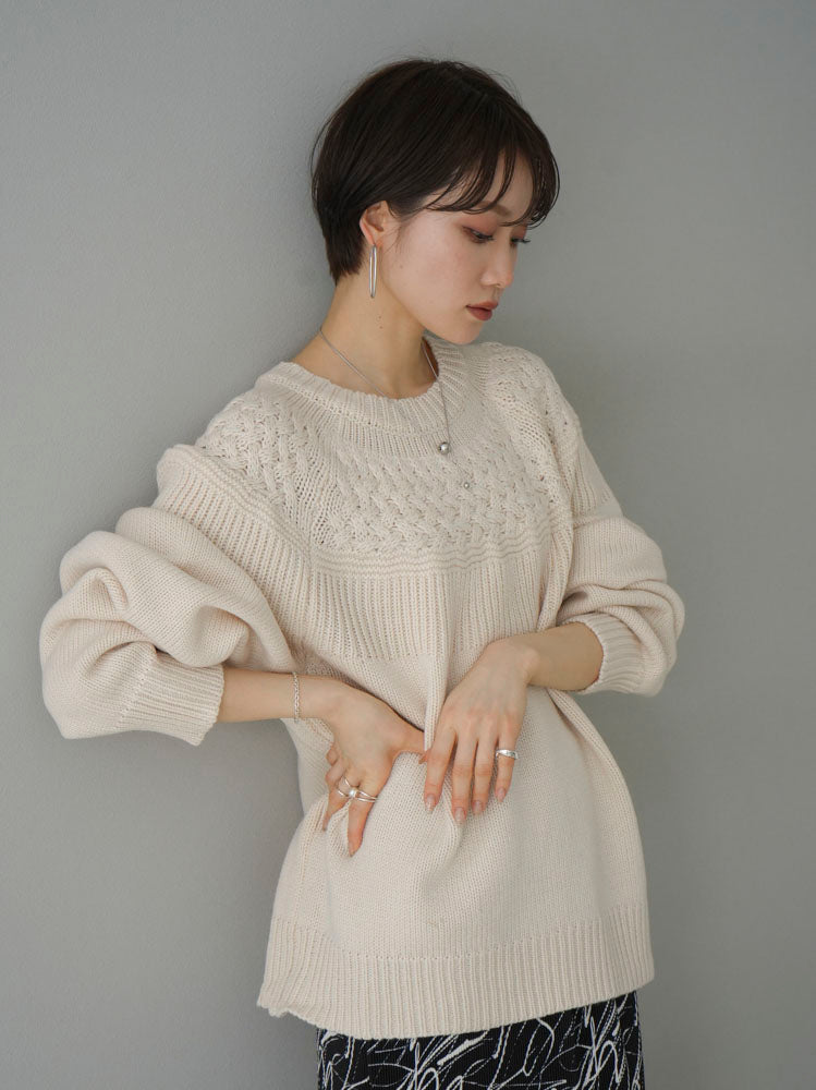 [Pre-order] Cable-switched knit pullover/ivory