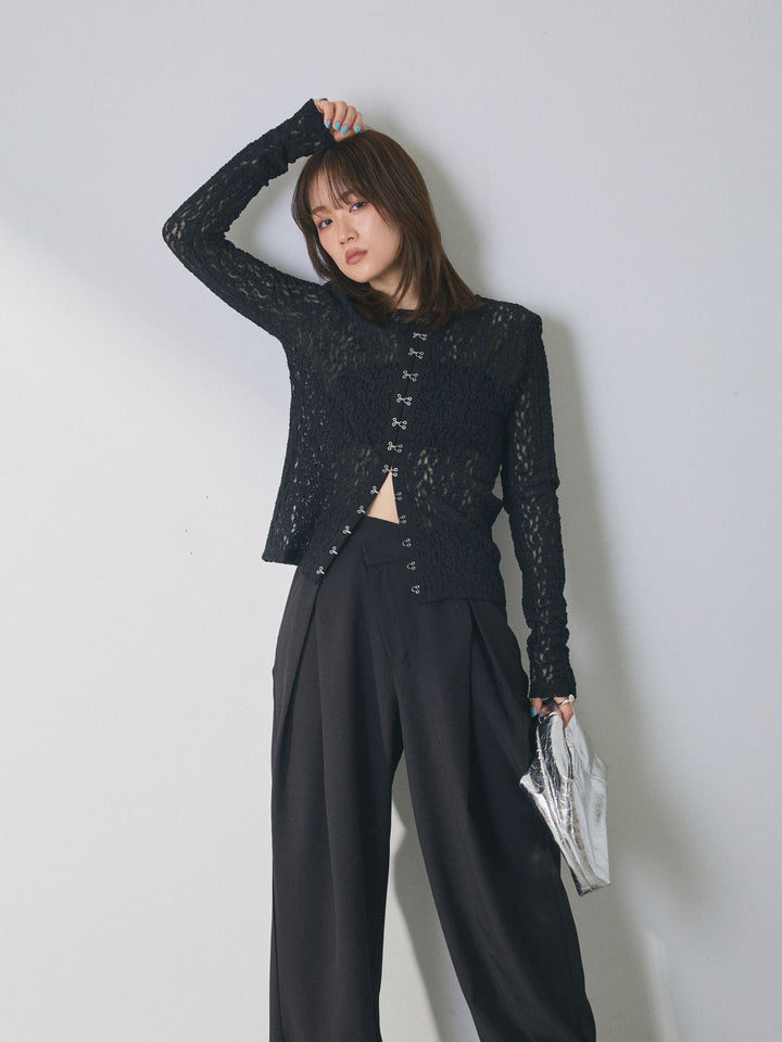 【Allure】[SET]ストレッチレースフロントホックトップス+ストレッチレースフロントホックトップス(2set)