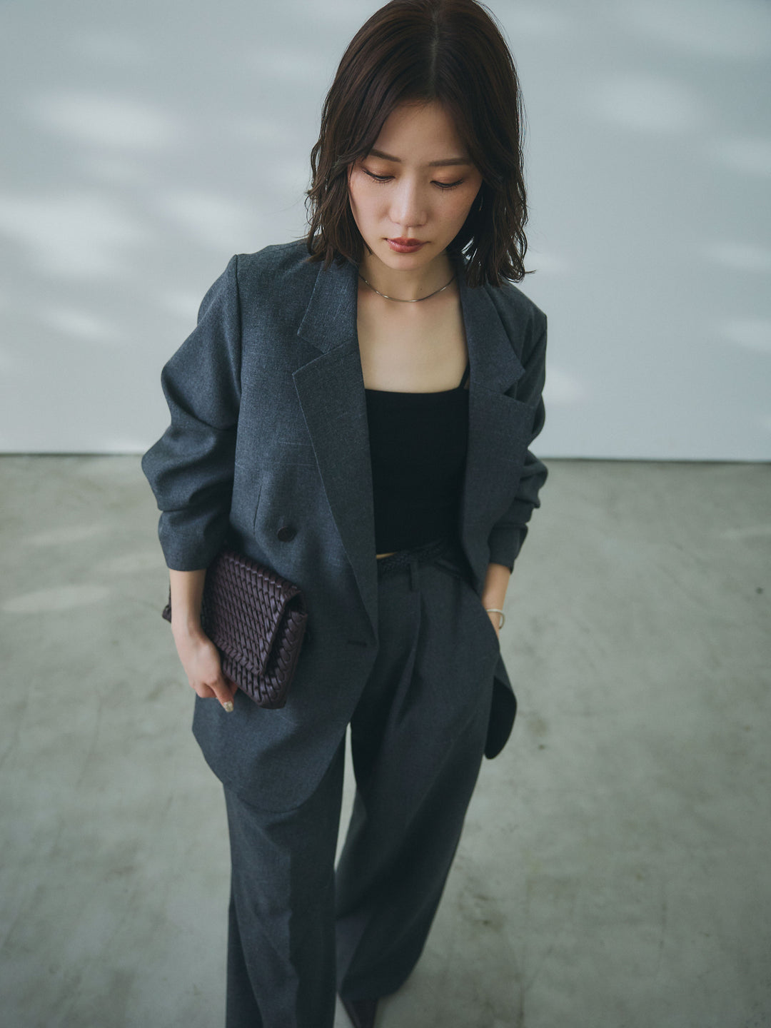 【Allure】[SET]杢調ライトテーラードジャケット+杢調ライトテーラードジャケット(2set)