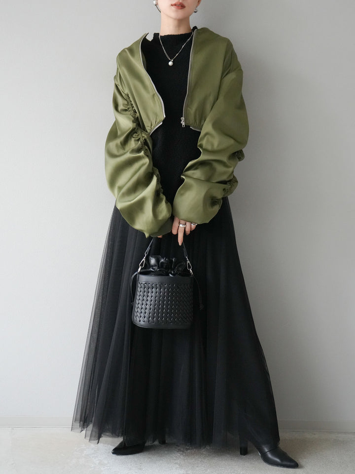 [予約]チュールボリュームスカート/ブラック