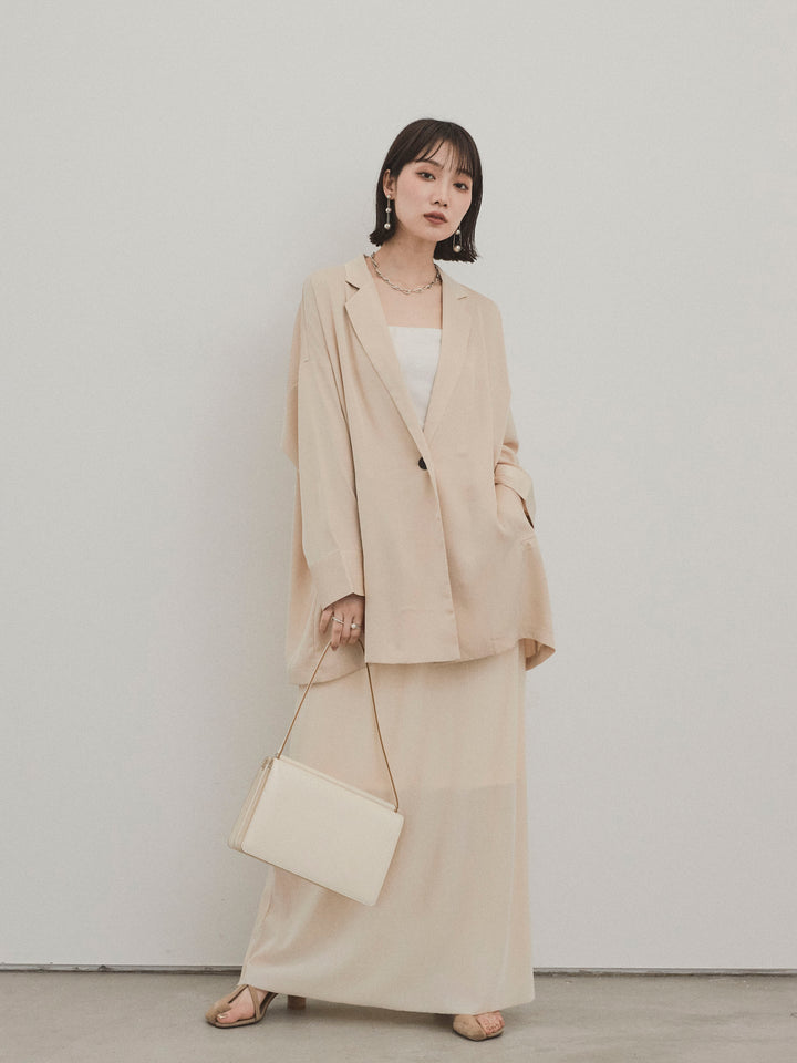 [SET] 霧面緞面外套 + 天鵝絨半身裙 (2set)