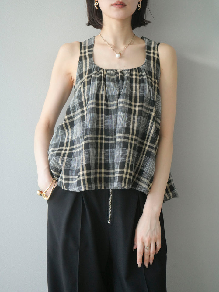 [予約]チェッククロスキャミプルオーバー/ブラック