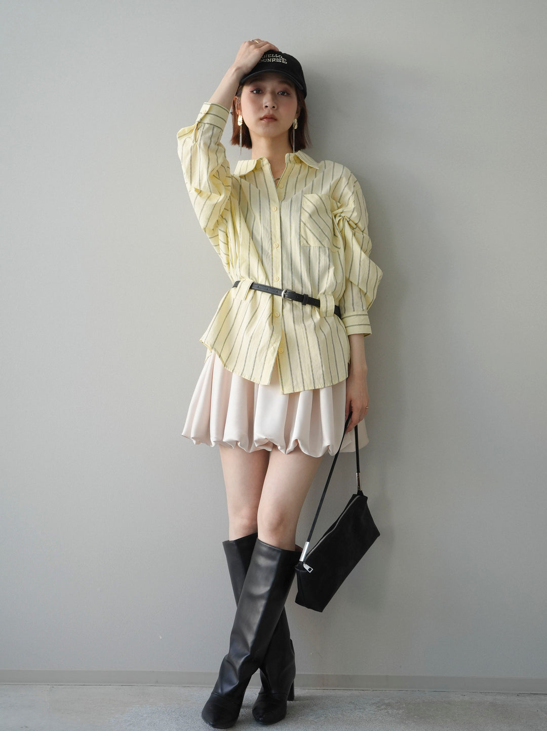 [予約]サテンバルーンミニスカート/ivory