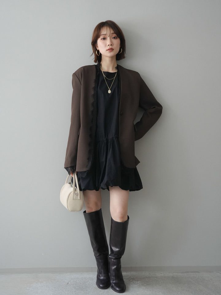 [予約]ノースリバルーンミニワンピース/black