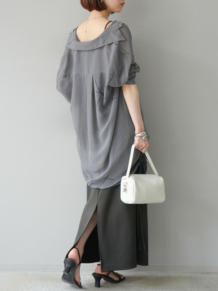 [予約]シアーレイヤードタイトスカート/チャコール