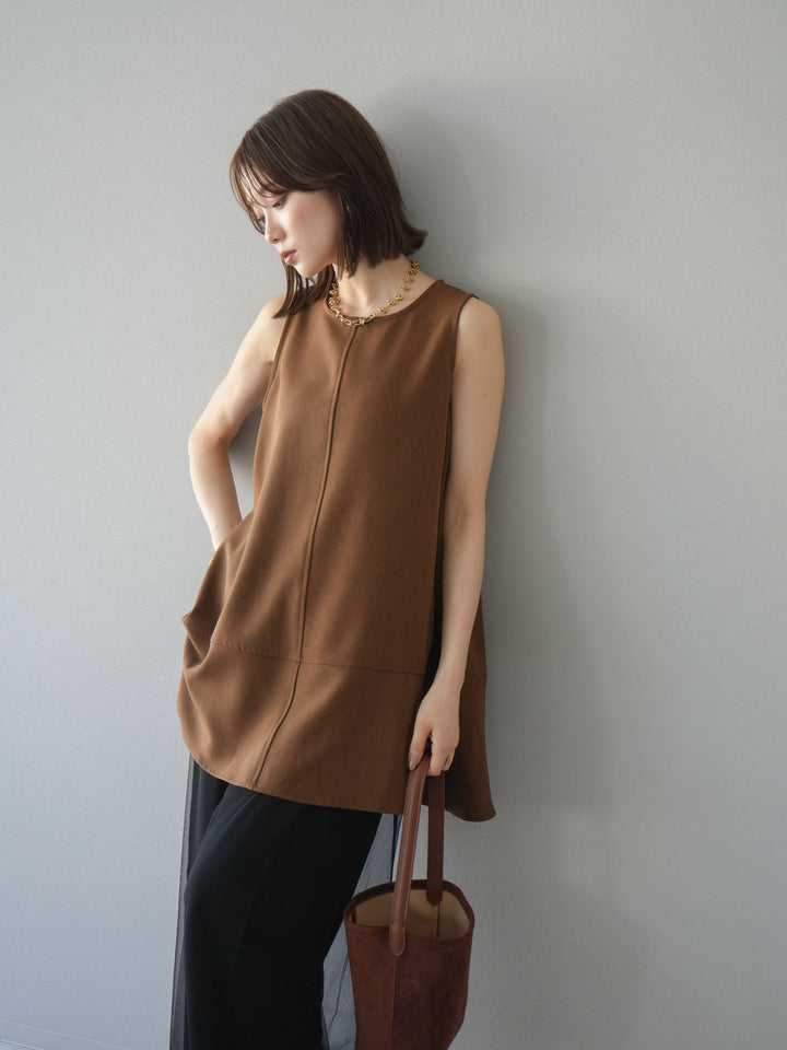 [予約]フレアノースリーチュニック/ブラウン