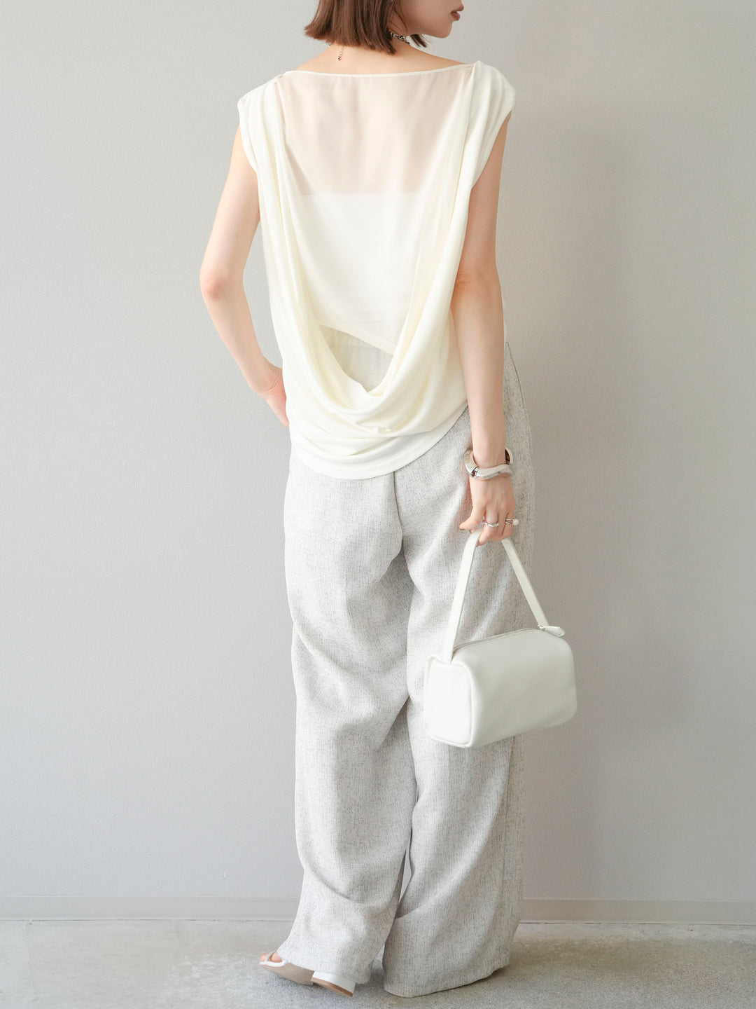 [予約]ミックスツイードタックパンツ/アイボリー