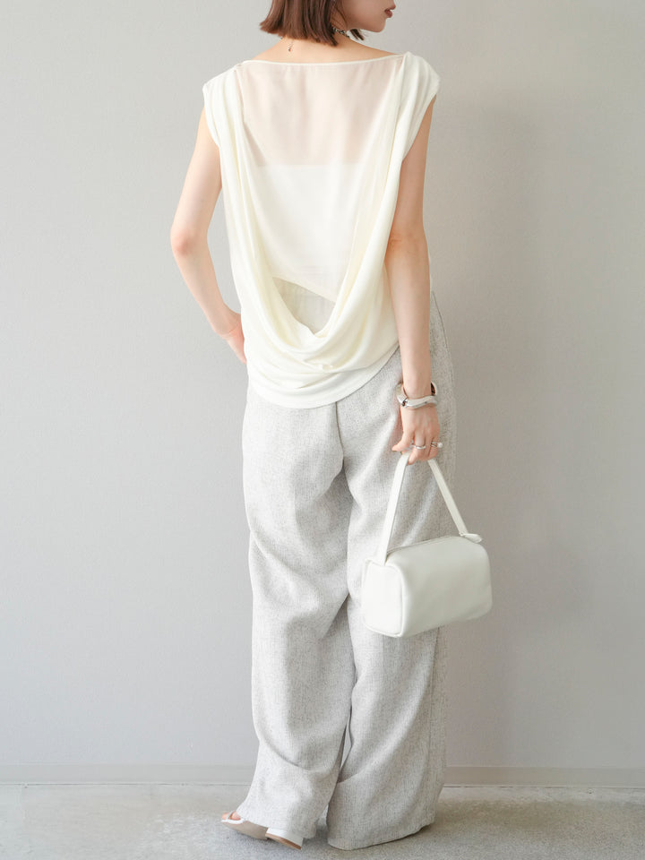 [予約]ミックスツイードタックパンツ/アイボリー