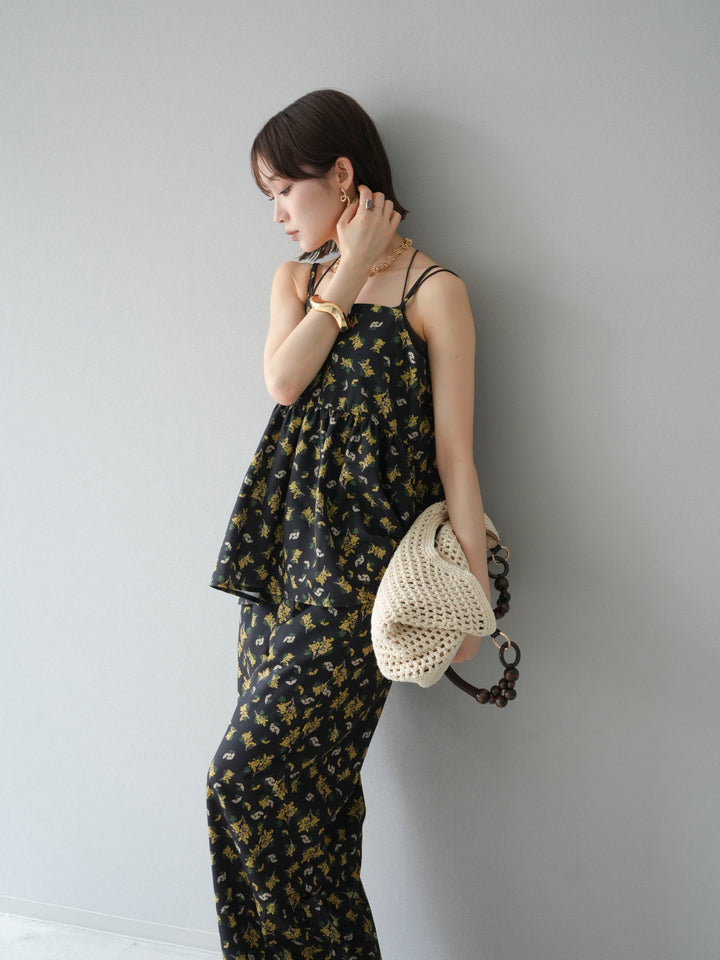 [予約]ブーケプリントキャミソール/ブラック