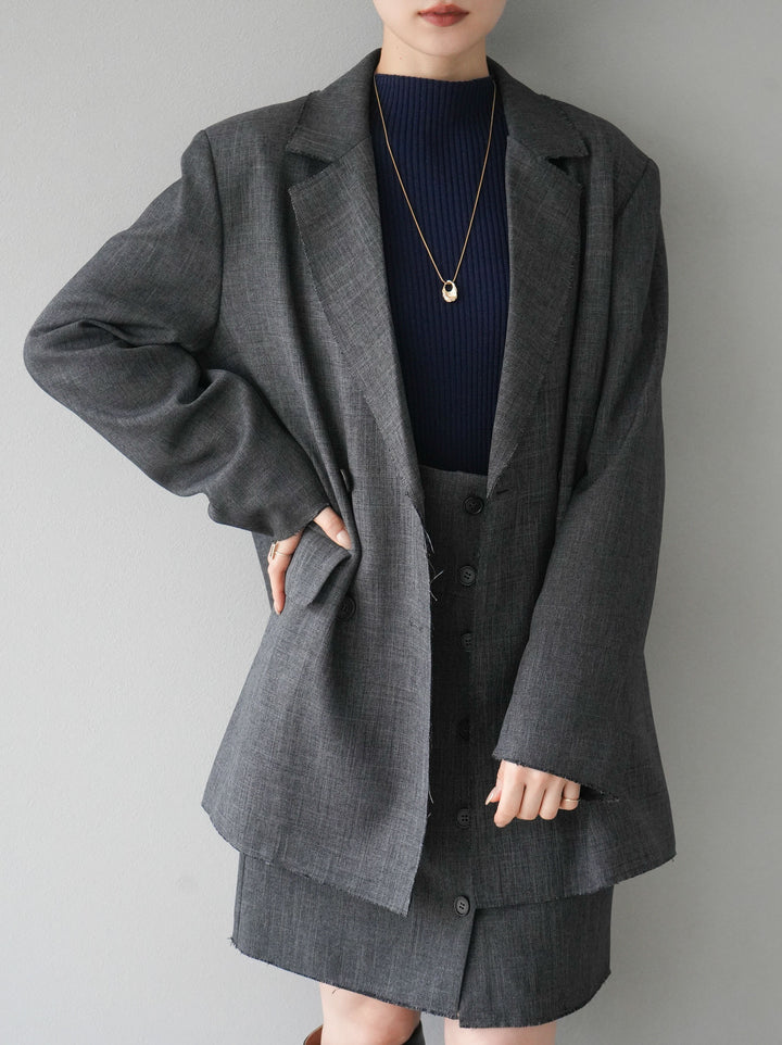 [予約]カットオフダブルブレストジャケット/ブラック