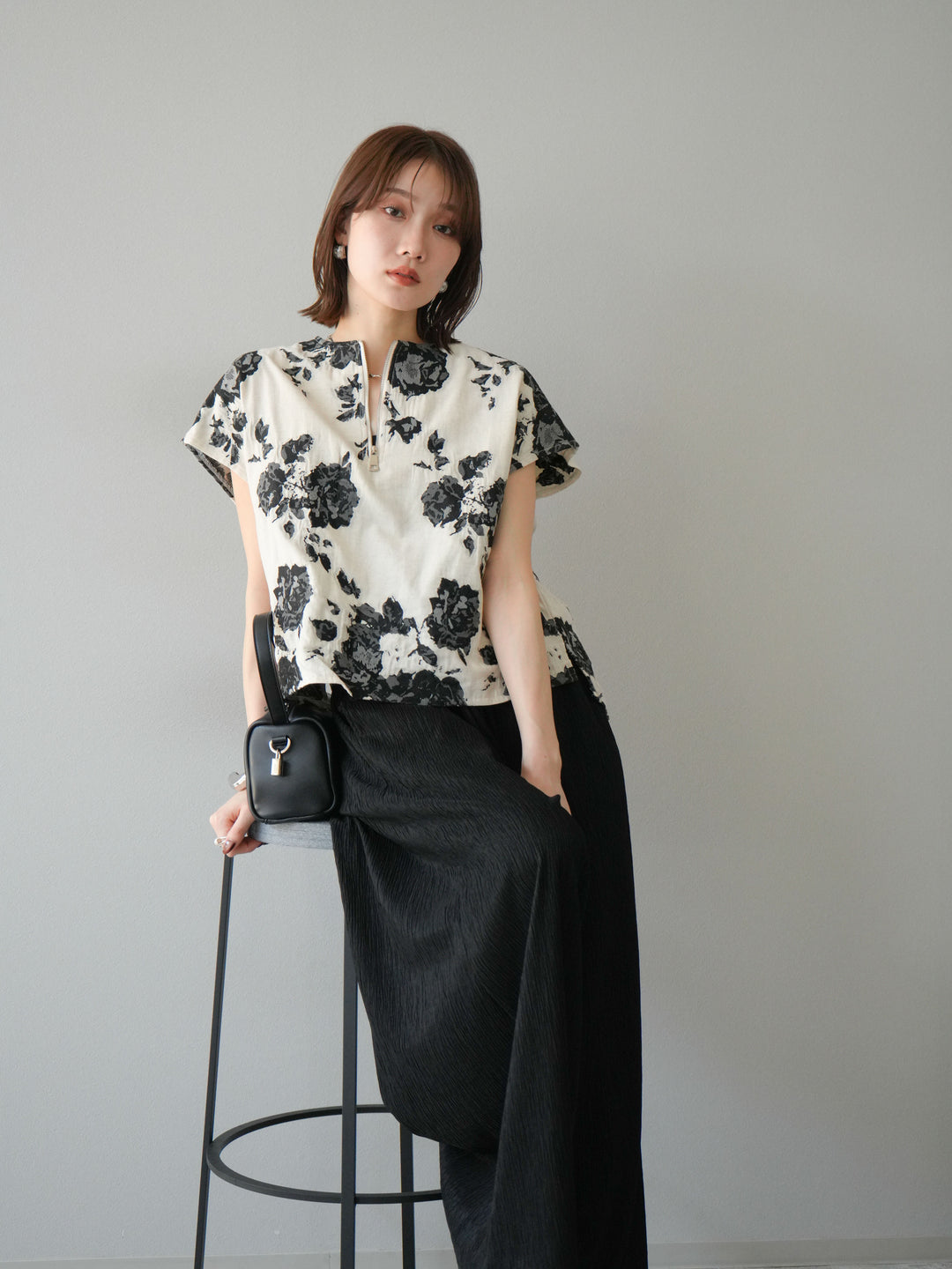 [予約]ジャガードZIPプルオーバー/ブラック