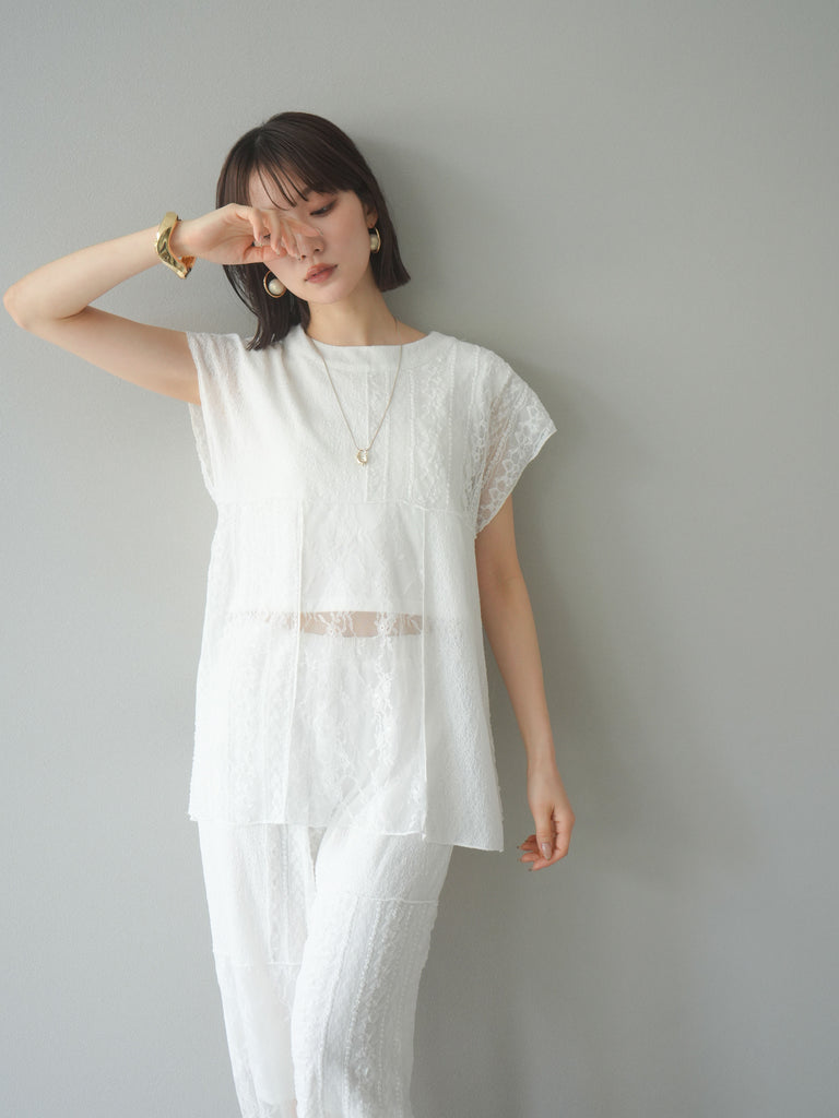 新品未使用✨ハグオーワー　パッチワークレースパンツ　ホワイト 新品未使用✨ハグオーワー パッチワークレースパンツ ホワイト - メルカリ