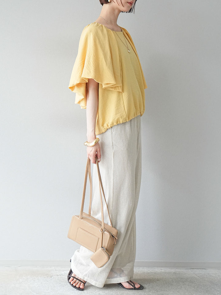 [預購] 棉質金銀絲網眼休閒褲/象牙白