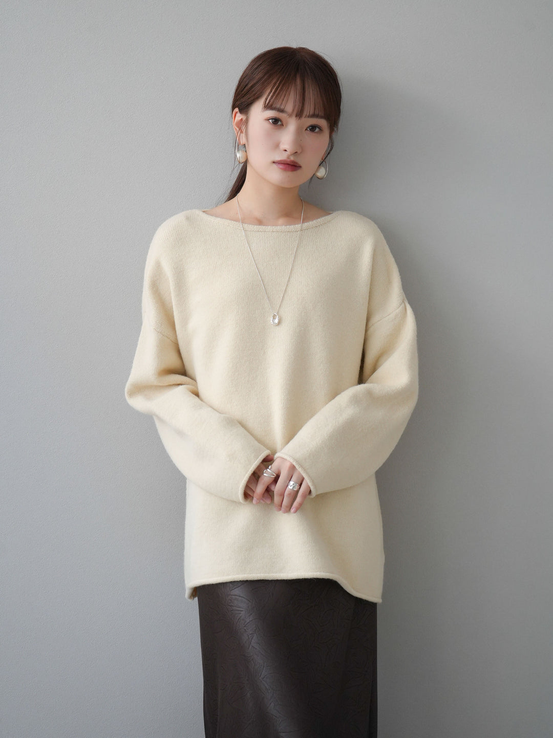 [預訂] 基本款針織套頭衫/米色