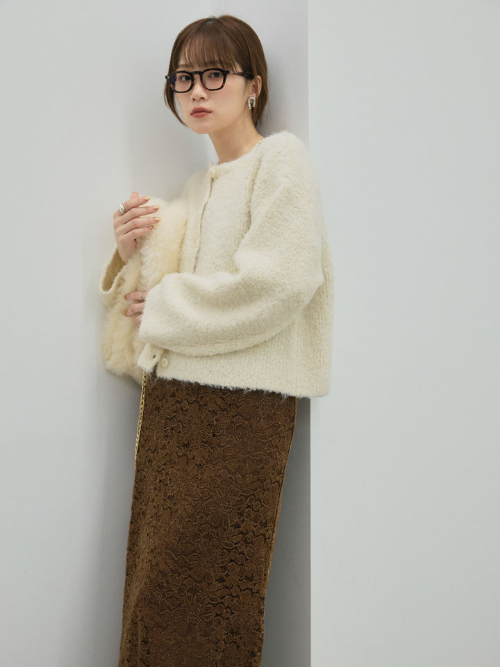 【Allure】[SET]ブークレニットカーディガン+ブークレニットカーディガン(2set)