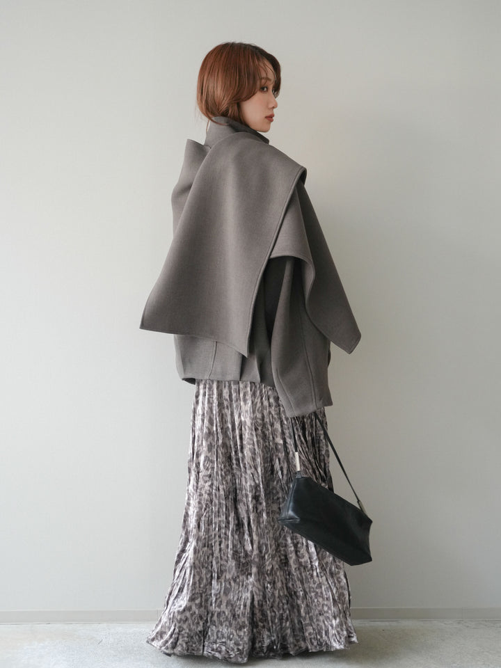 [予約]レオパードベロアワッシャーロングスカート/gray