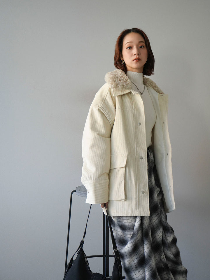 [予約]コーデュロイボア襟フライトジャケット/エクリュ