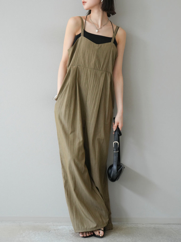 予約]リネンライクビスチェデザインサロペット/グレージュ – Lumier