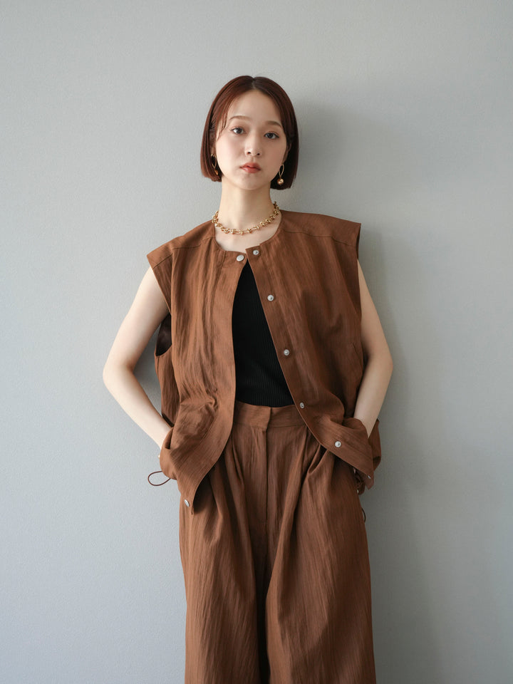 [予約]リネンライクドロストバルーンブルゾン/ブラウン
