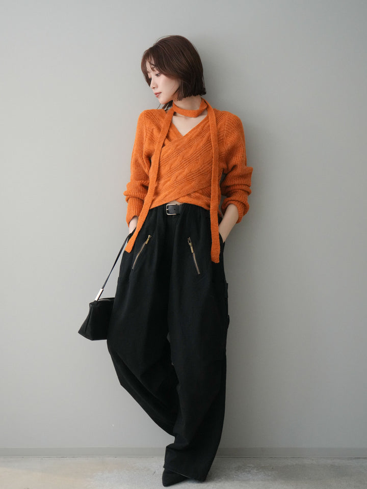 [予約]コットンタックループパンツ/black