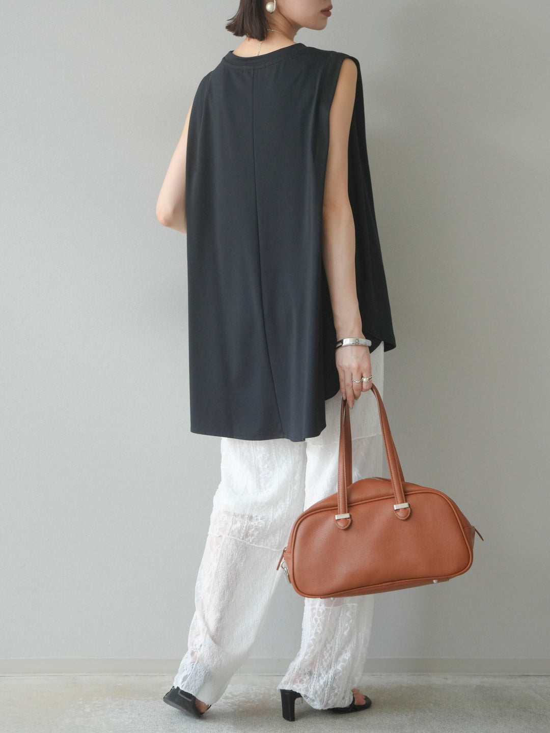 [予約]パッチワークレースワイドパンツ/ホワイト