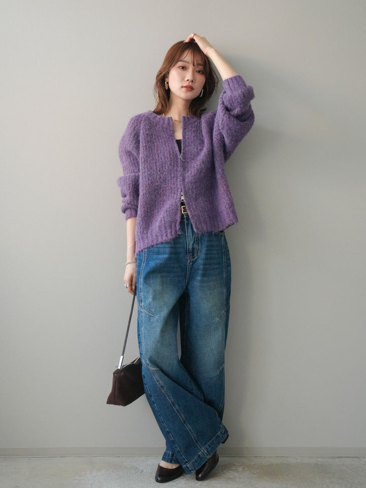 [予約]デザインステッチカーブデニムパンツ/navy