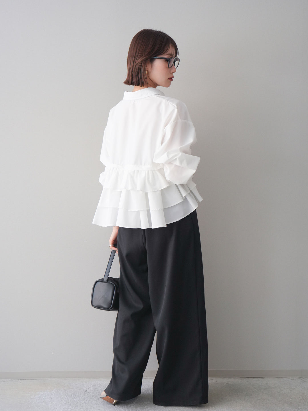 [SET]ブロードティアードショートシャツ+TRツイルデザインタックワイドパンツ(2set)