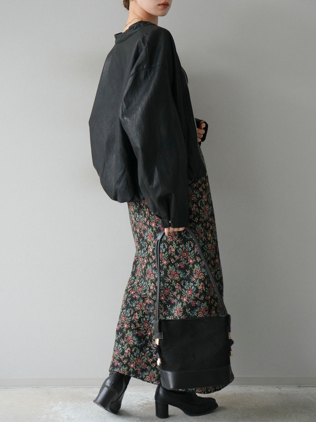 [予約]ゴブランフロントジップタイトスカート/レッド