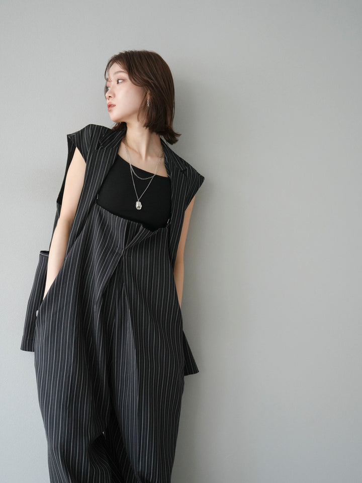 [予約]ヘリンボーンストライプジレ/ブラック