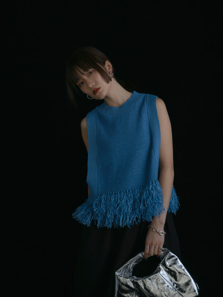 [予約]フェザーヤーンニットベスト/ブルー