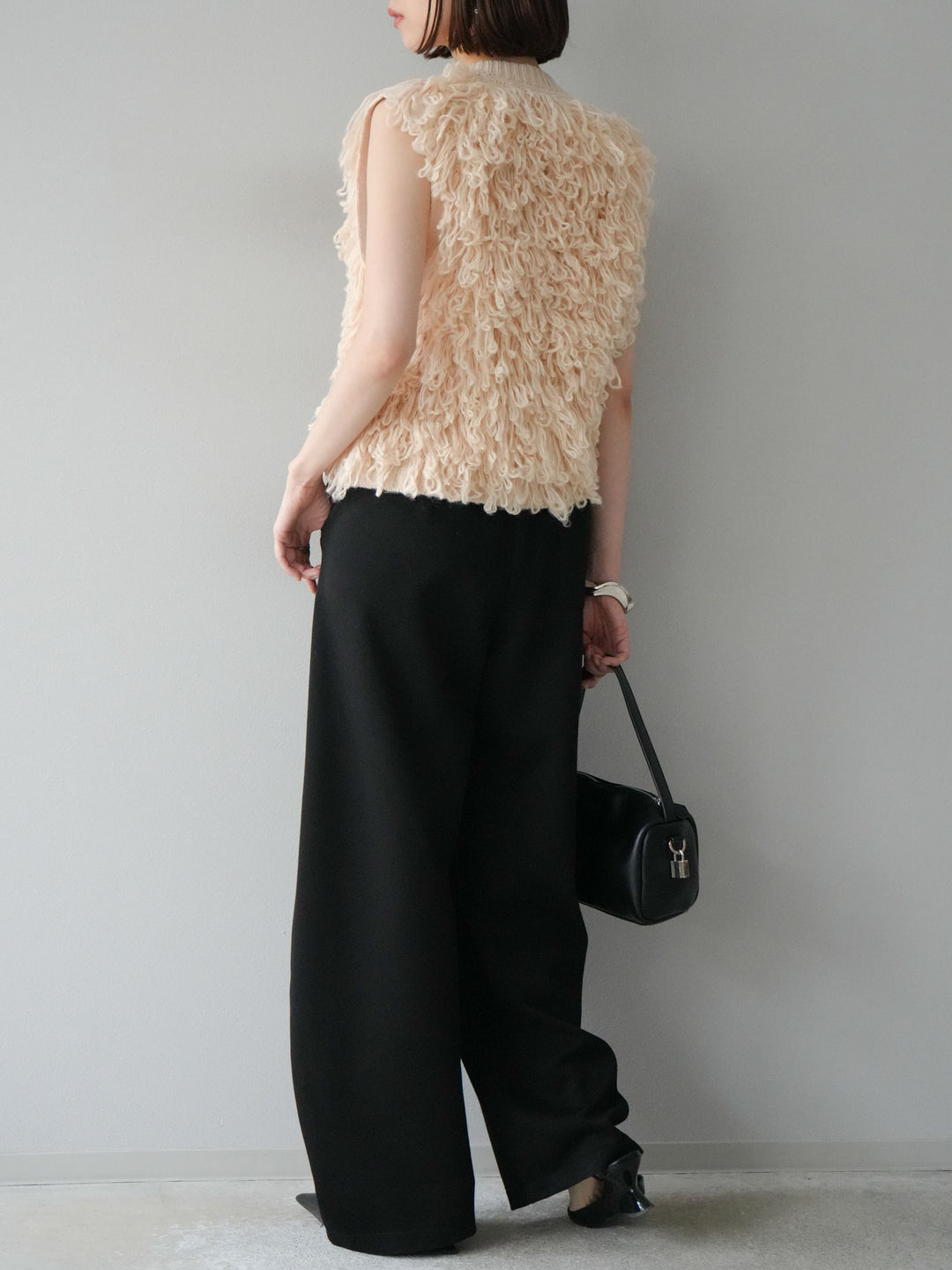 [予約]ハンドステッチ風スウェットパンツ/ブラック