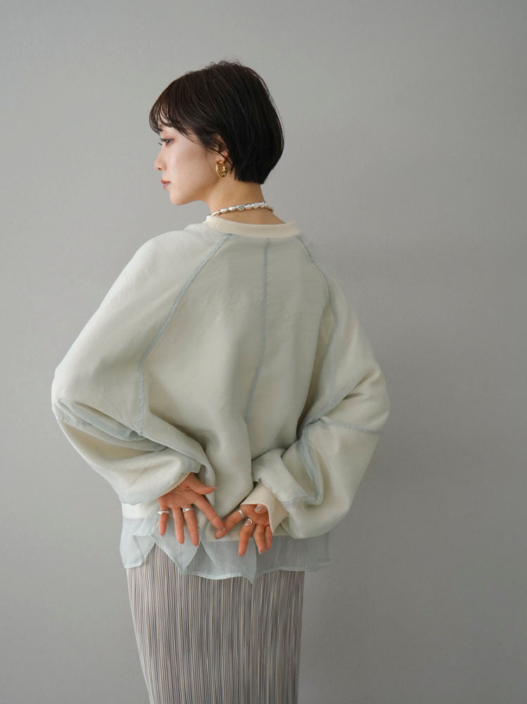 Pre-order] Sheer layered fleece sweatshirt pullover/green – Lumier