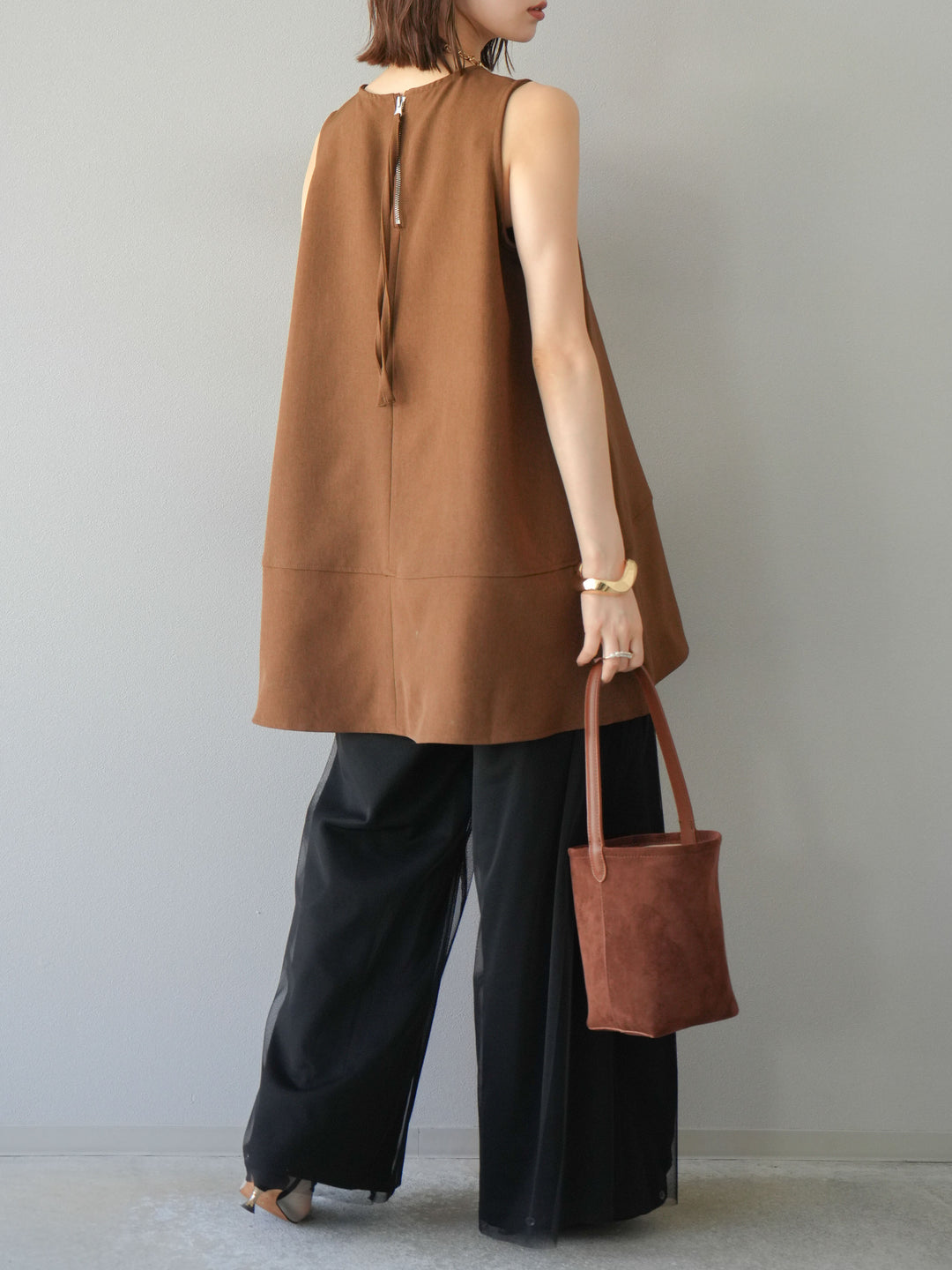 [予約]チュールワイドパンツ/ブラック