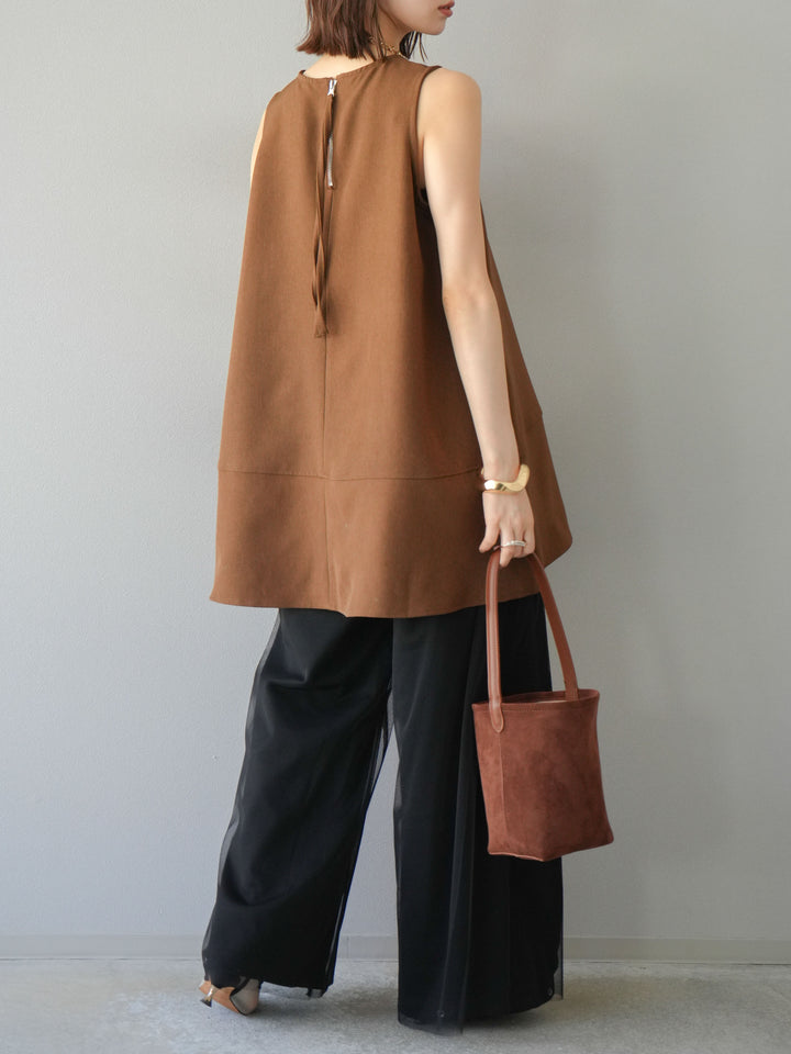 [予約]チュールワイドパンツ/ブラック