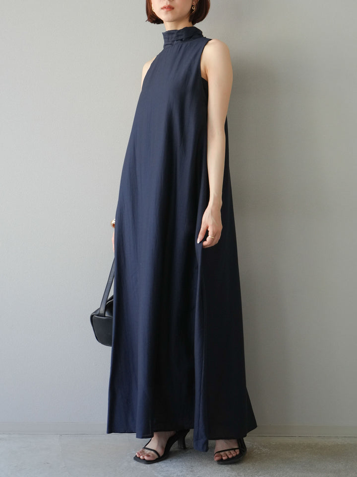 [予約]シアーホルターバックオープンワンピース/ネイビー