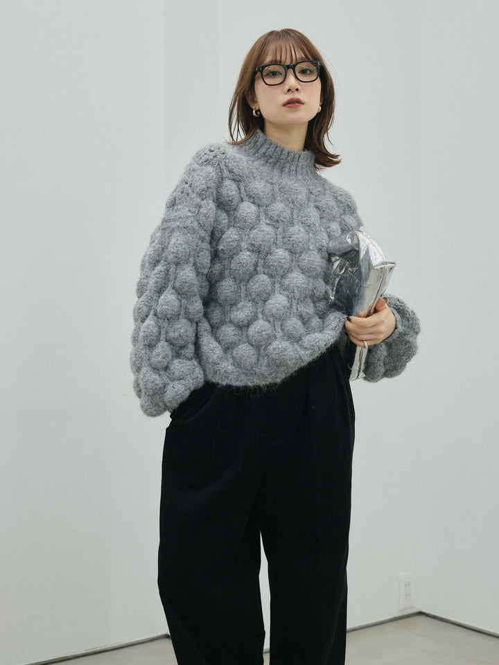 【Allure】[SET]ポップコーンハイネックニットプルオーバー+ポップコーンハイネックニットプルオーバー(2set)